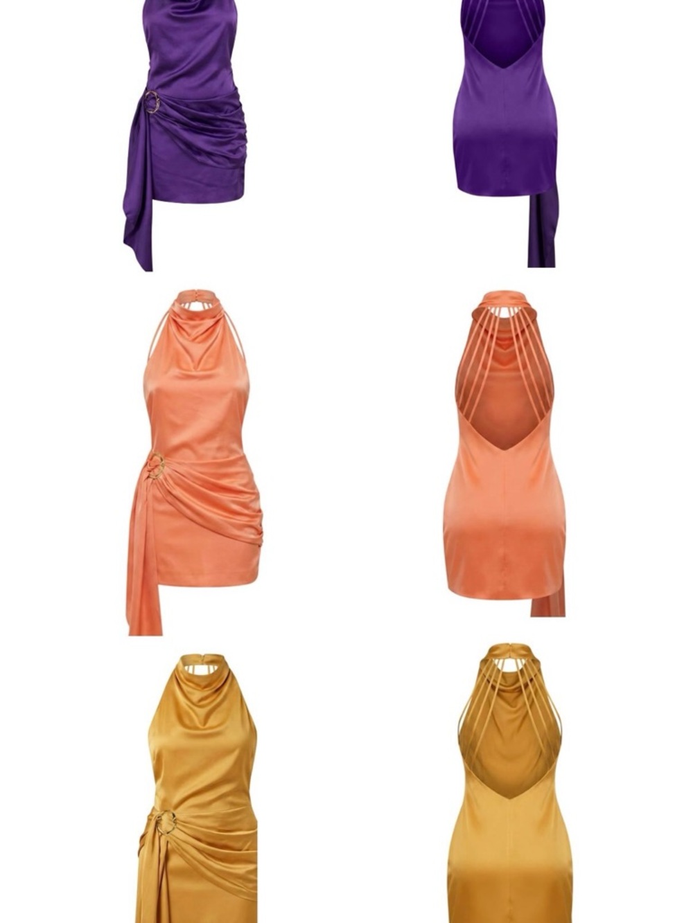 Women’s Satin Halter Mini Dress in Purple, Peach & Gold